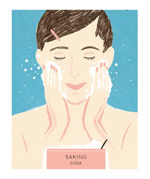 Washing face with baking soda