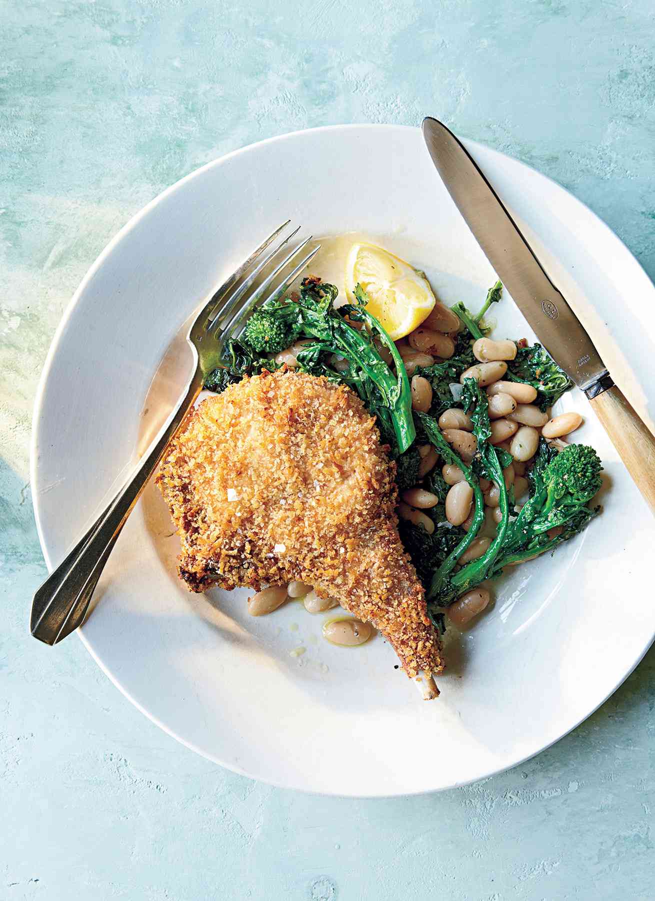 Panko-Crusted Pork Chops with Roasted Broccoli Rabe