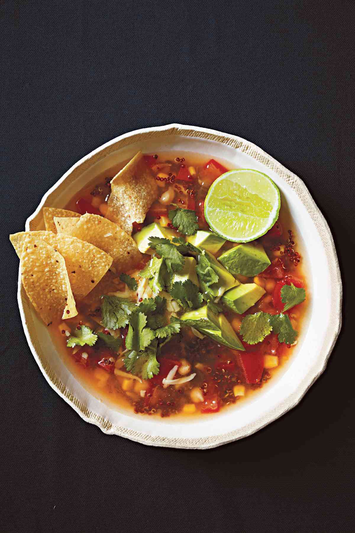 Healthy Superbowl Recipes: Chickpea and Quinoa Tortilla Soup