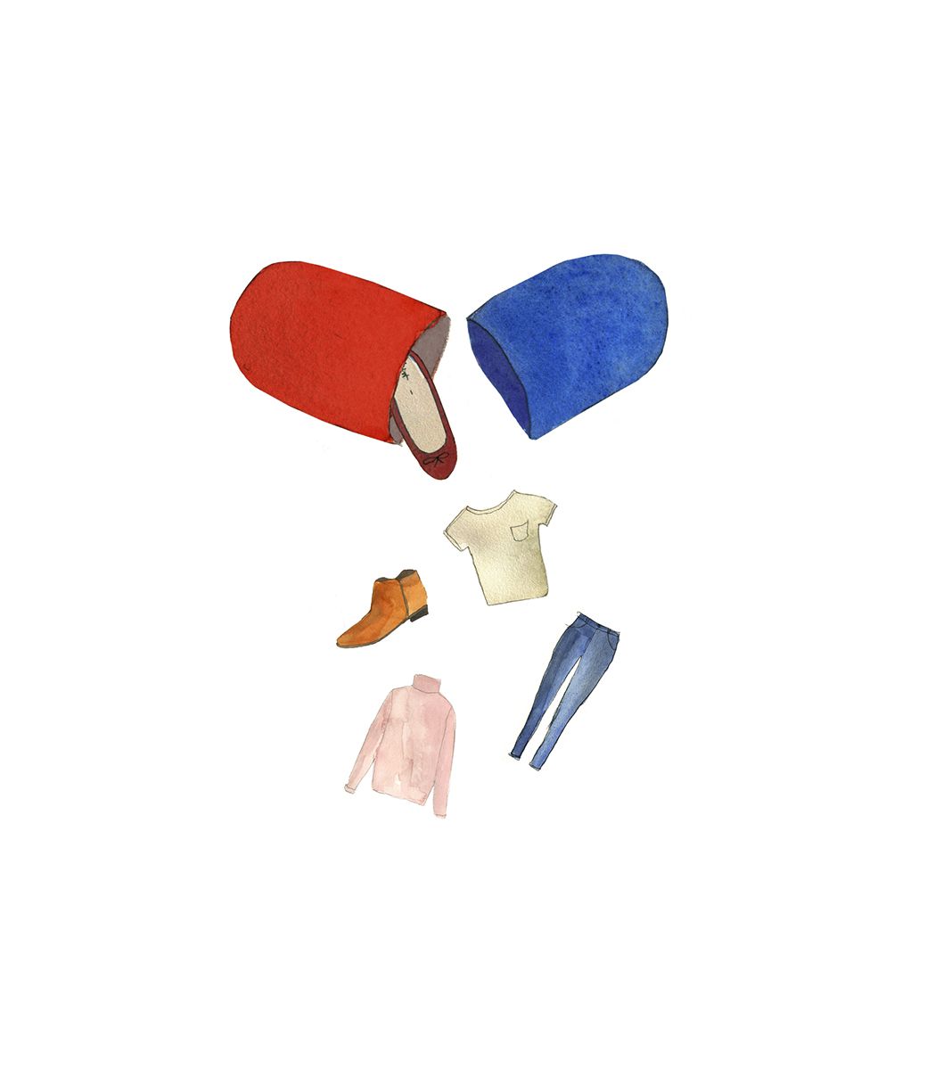 Illustration: Capsule full of clothes and shoes