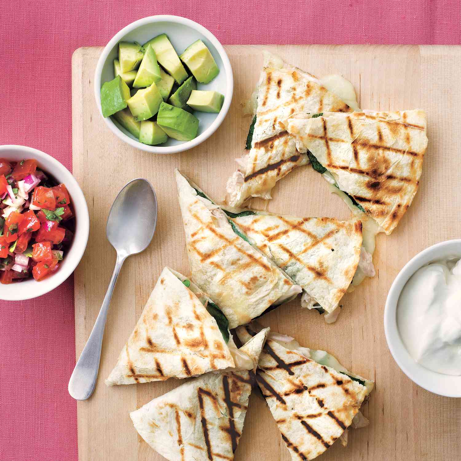 Grilled Chicken and Spinach Quesadillas