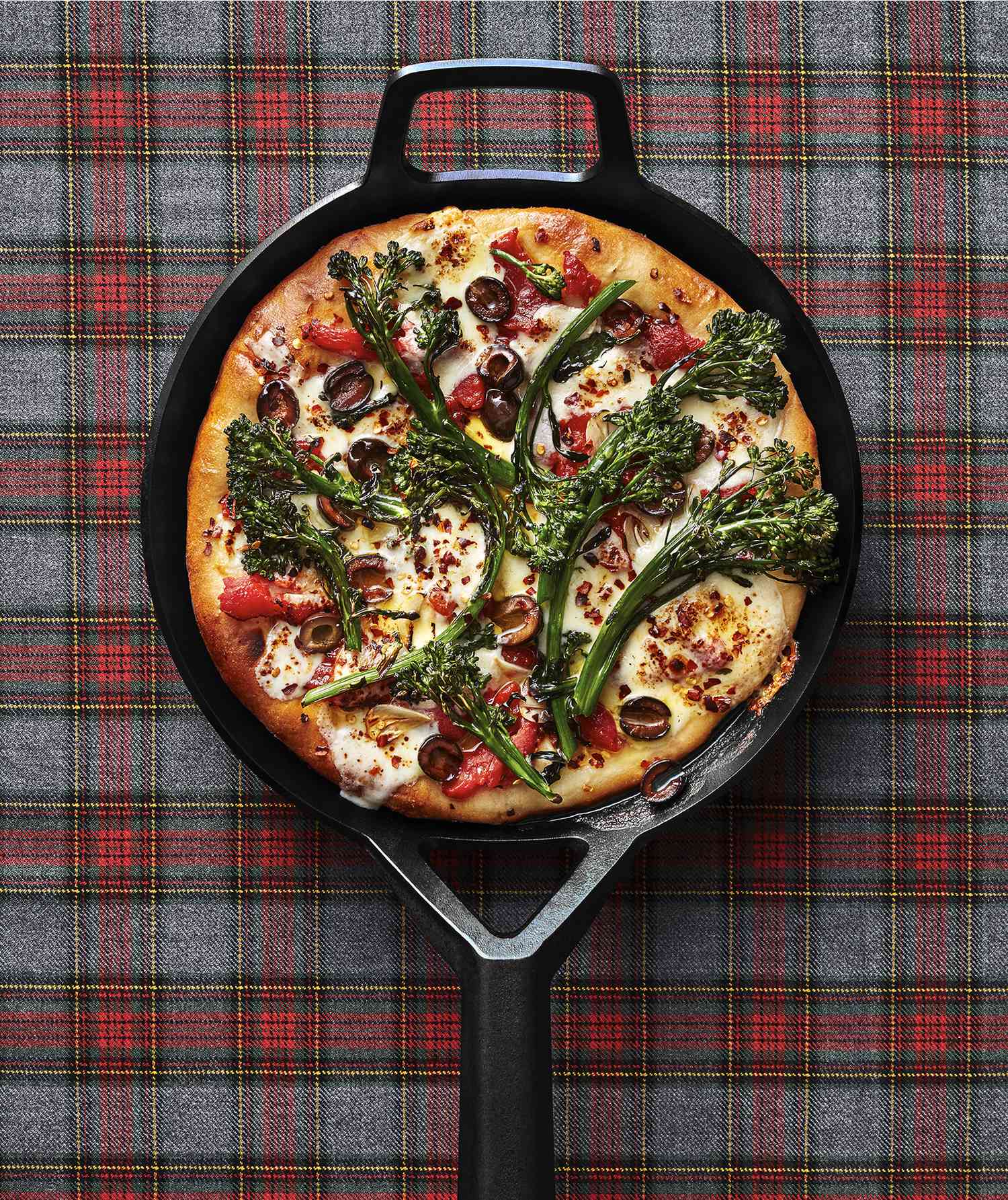 Broccolini and Olive Skillet Pizza