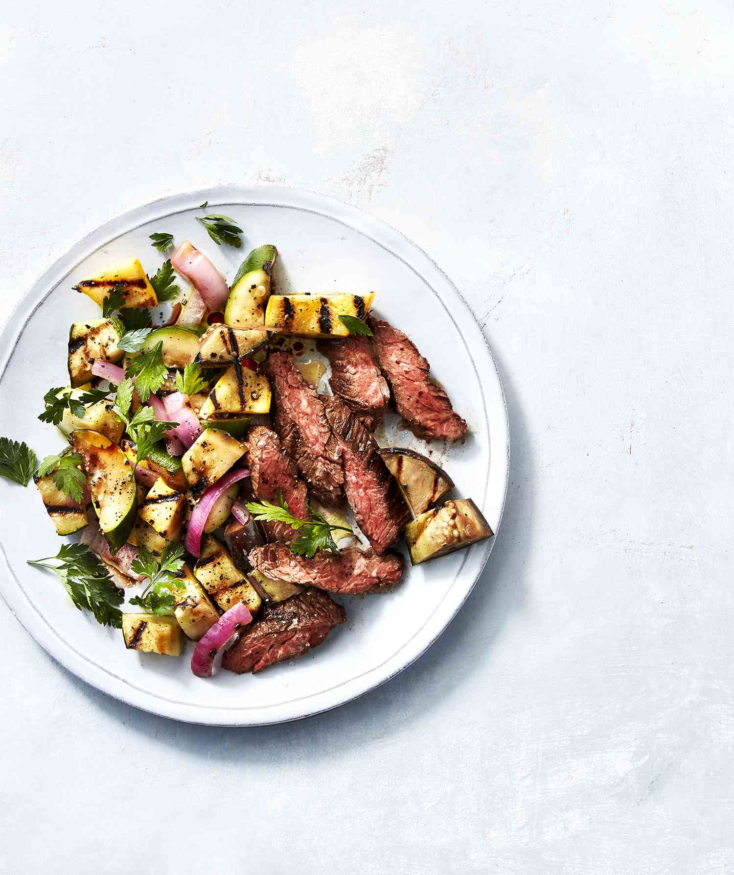 Grilled Skirt Steak With Squash Ratatouille