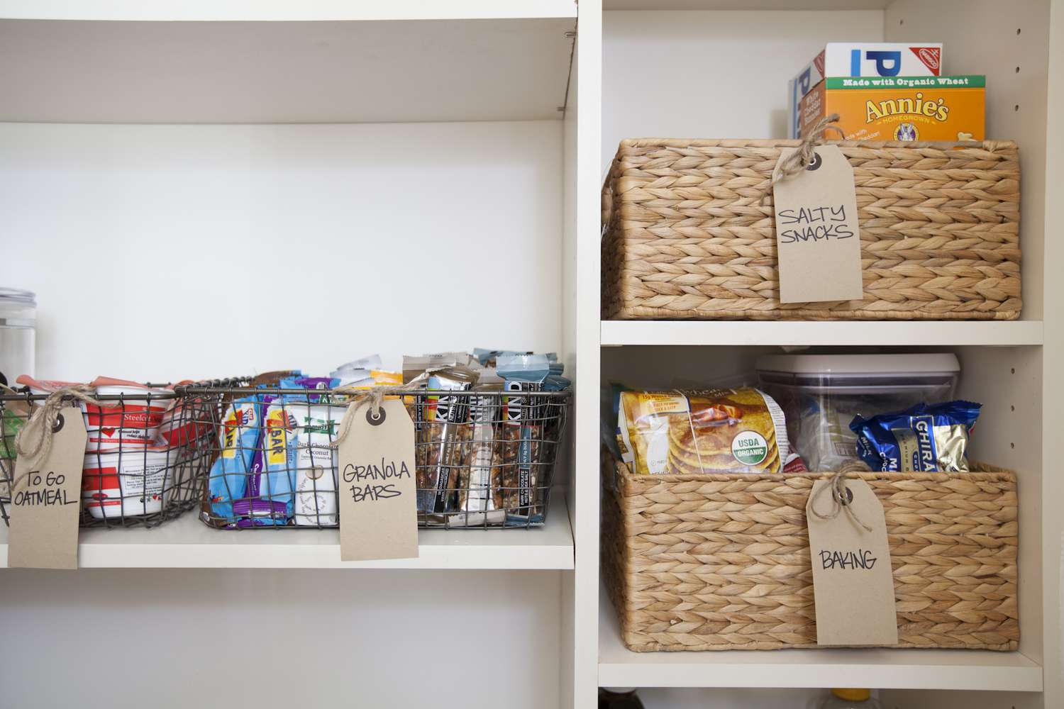 Shelf with snack baskets