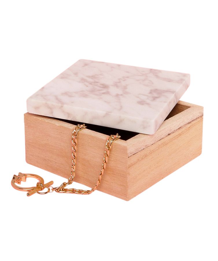 Mimo Wooden Jewelry Box with Marble Lid