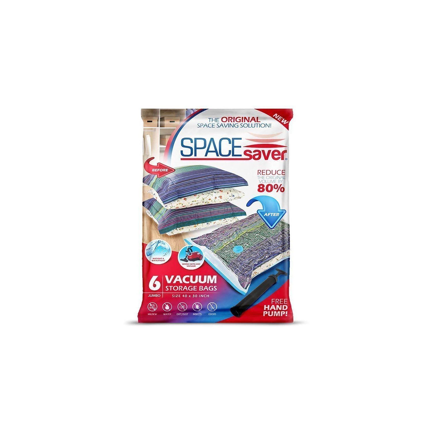 SpaceSaver Premium Reusable Vacuum Storage Bags (Jumbo Six Pack)