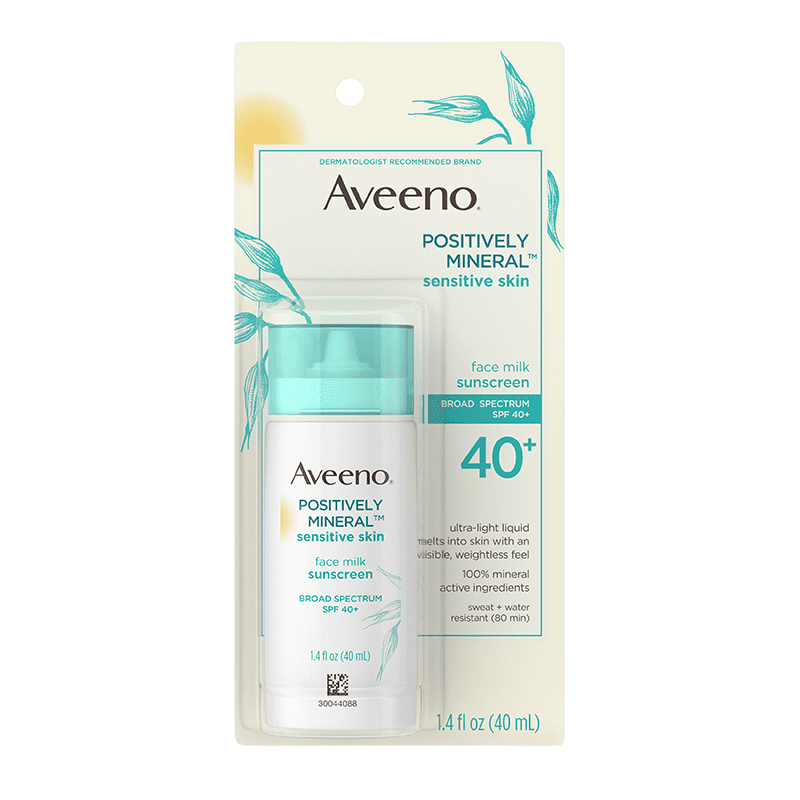 Best Sensitive Sunscreen: Aveeno Positively Mineral Sensitive Skin Face Milk SPF 40+