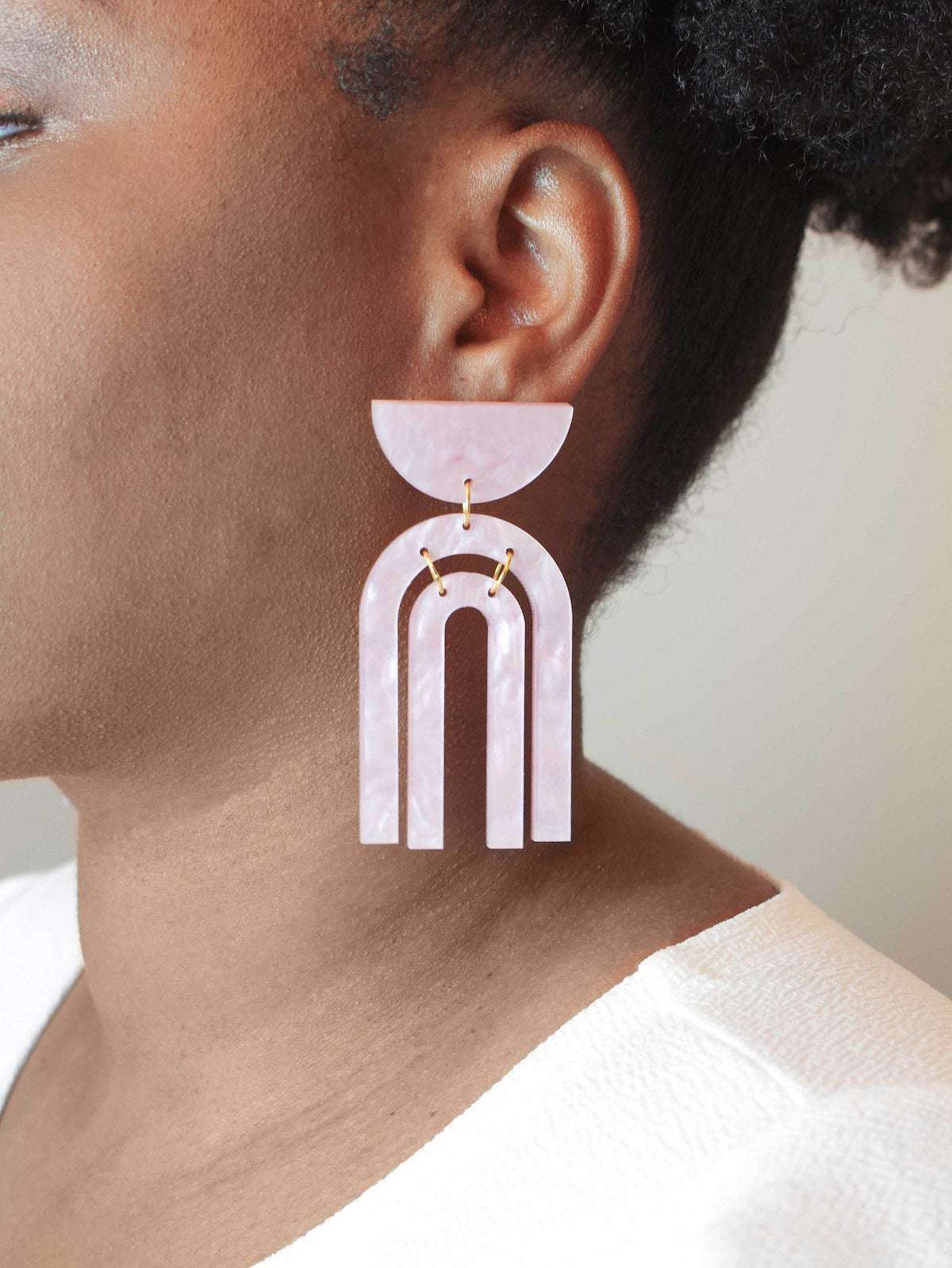 Geometric Etsy Earrings in light pink