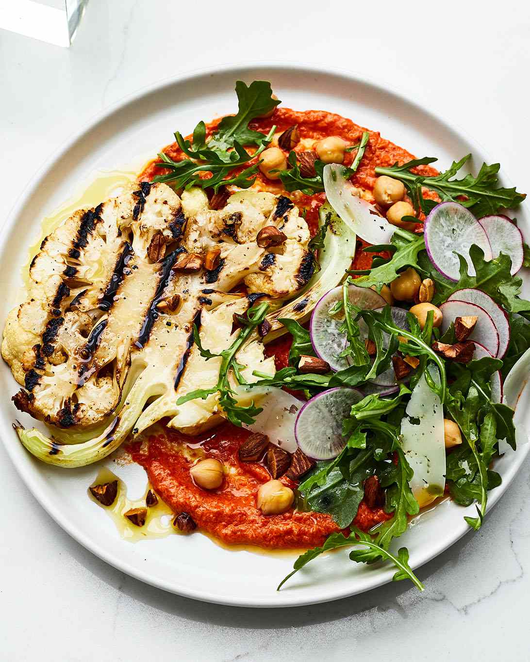 Grilled Cauliflower Steaks With Romesco and Manchego Recipe
