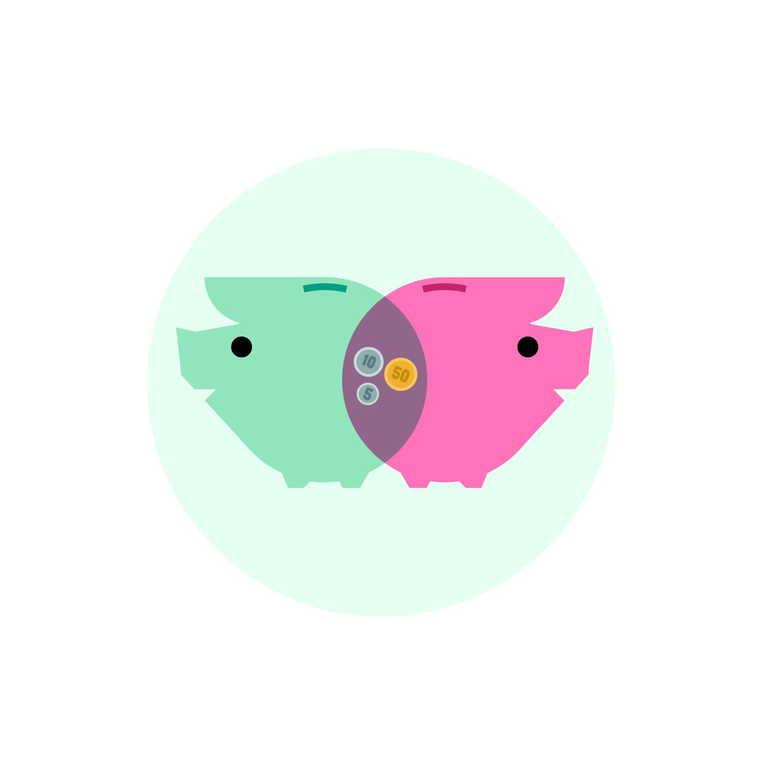Illustration: merged piggy banks
