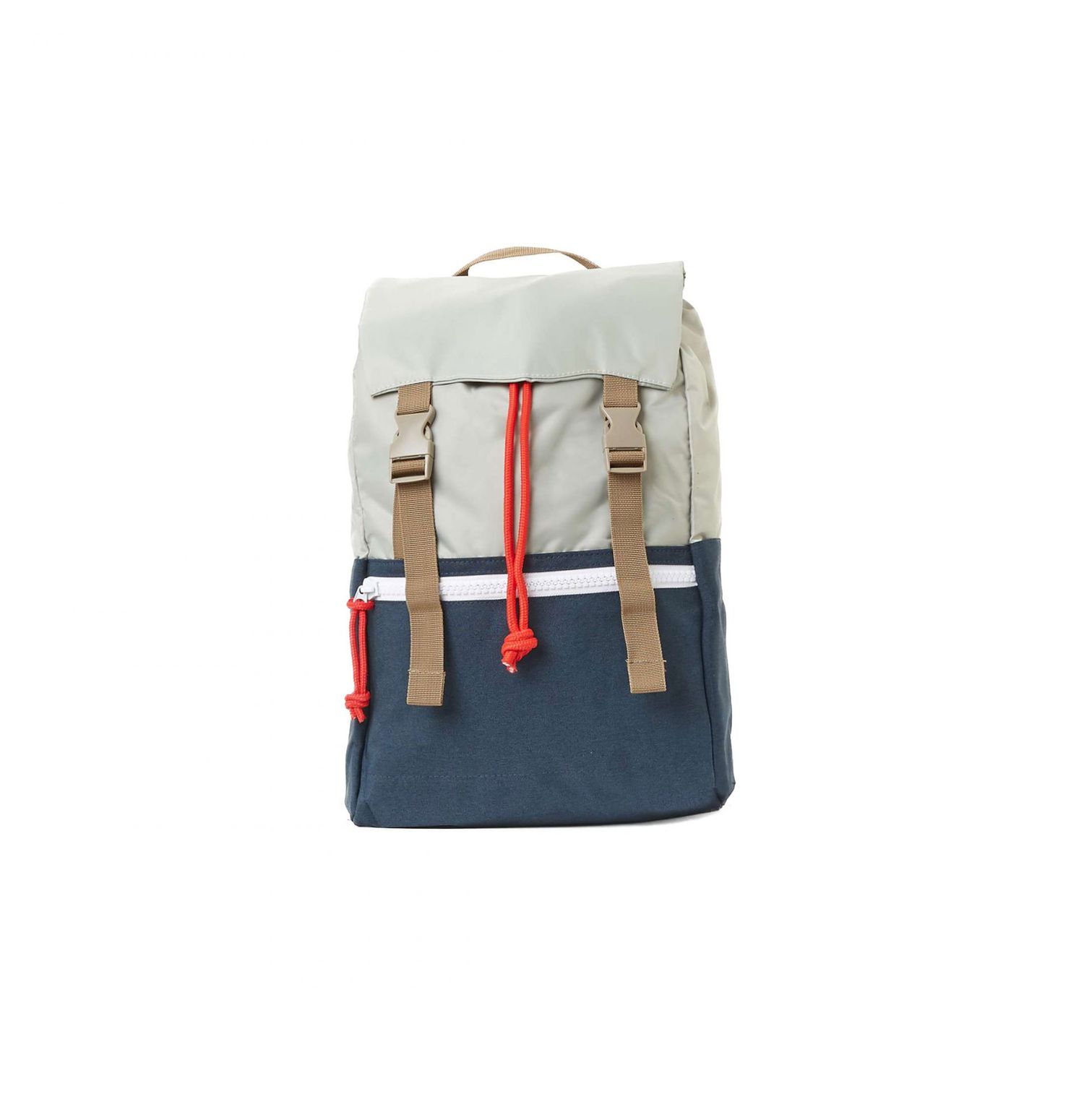 Blue and Light Grey Flat Top Backpack