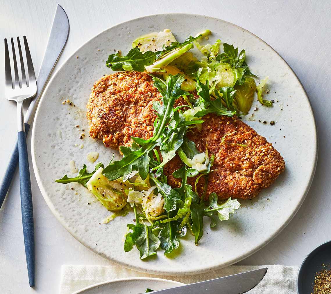 Almond-Crusted Chicken With Arugula Salad