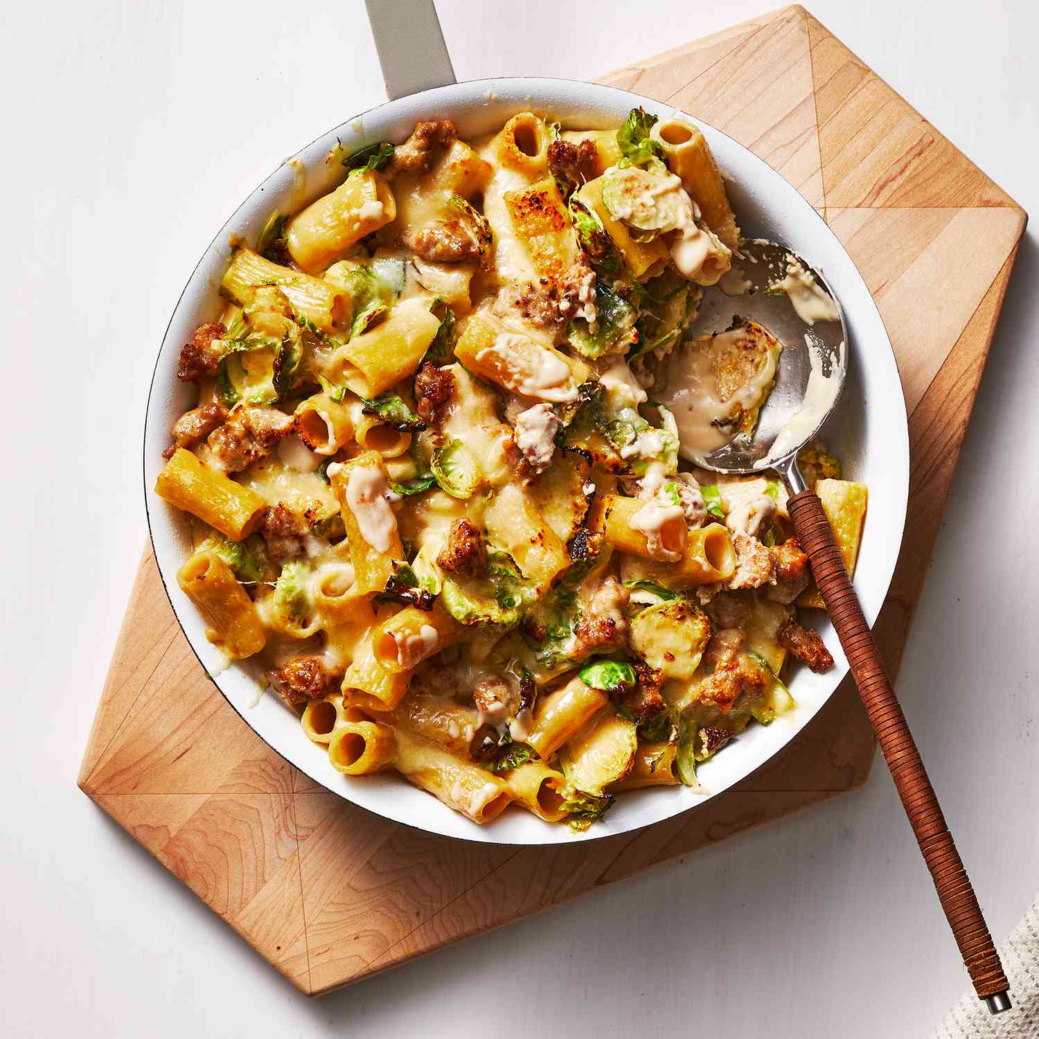 Cheesy Pasta With Sausage and Brussels Sprouts Recipe