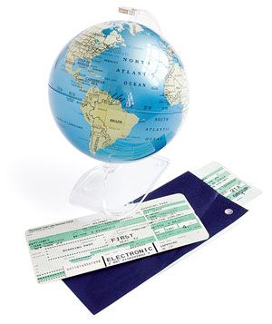 Globe and plane tickets
