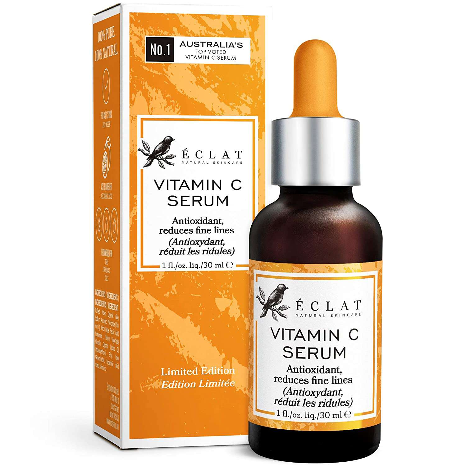 Organic Vitamin C Serum for Face/Neck/Eyes