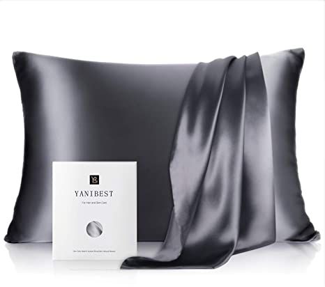 Queen Size Tensure Satin Pillowcase for Hair and Skin Cooling Satin Pillow Covers Set of 4 Silver Grey Envelope Closure 20x30 inches