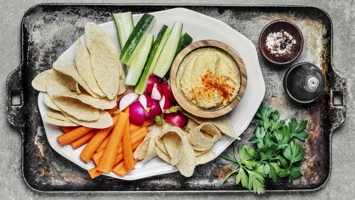 best-store-bought-meal-shortcuts: hummus and vegetables