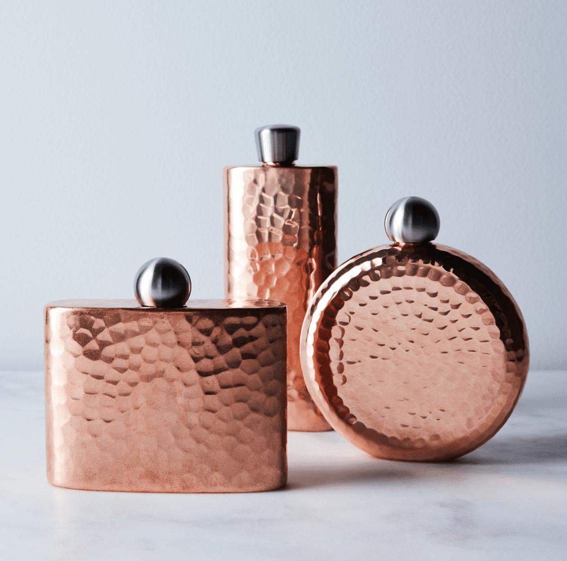 Hand-Hammered Copper Flasks