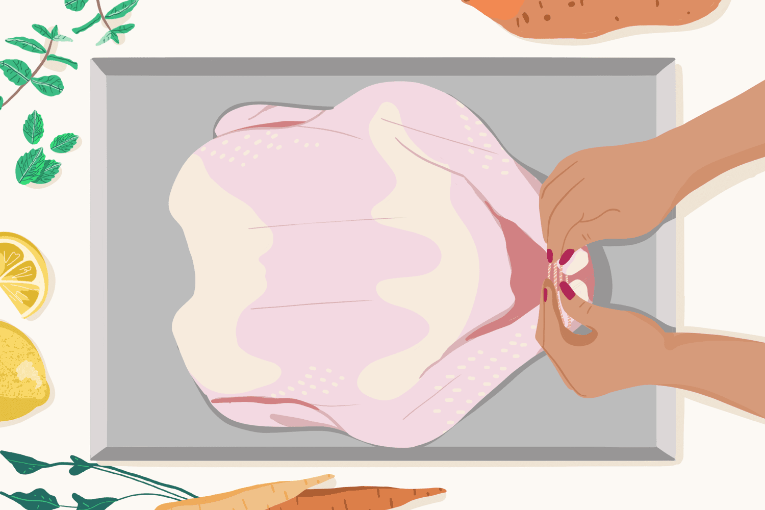 illustration of how to tie turkey drumsticks