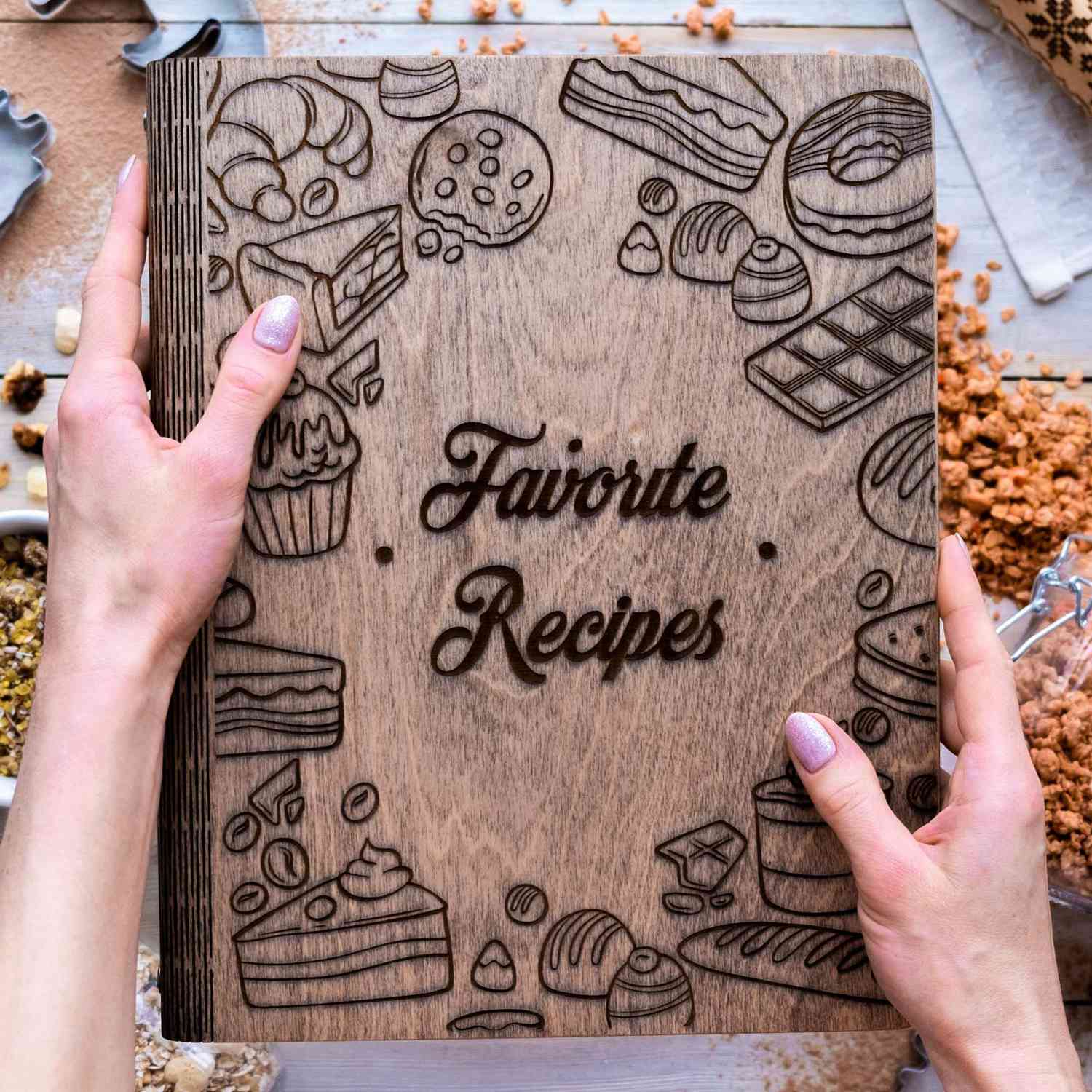 Wood Store personalized recipe notebook