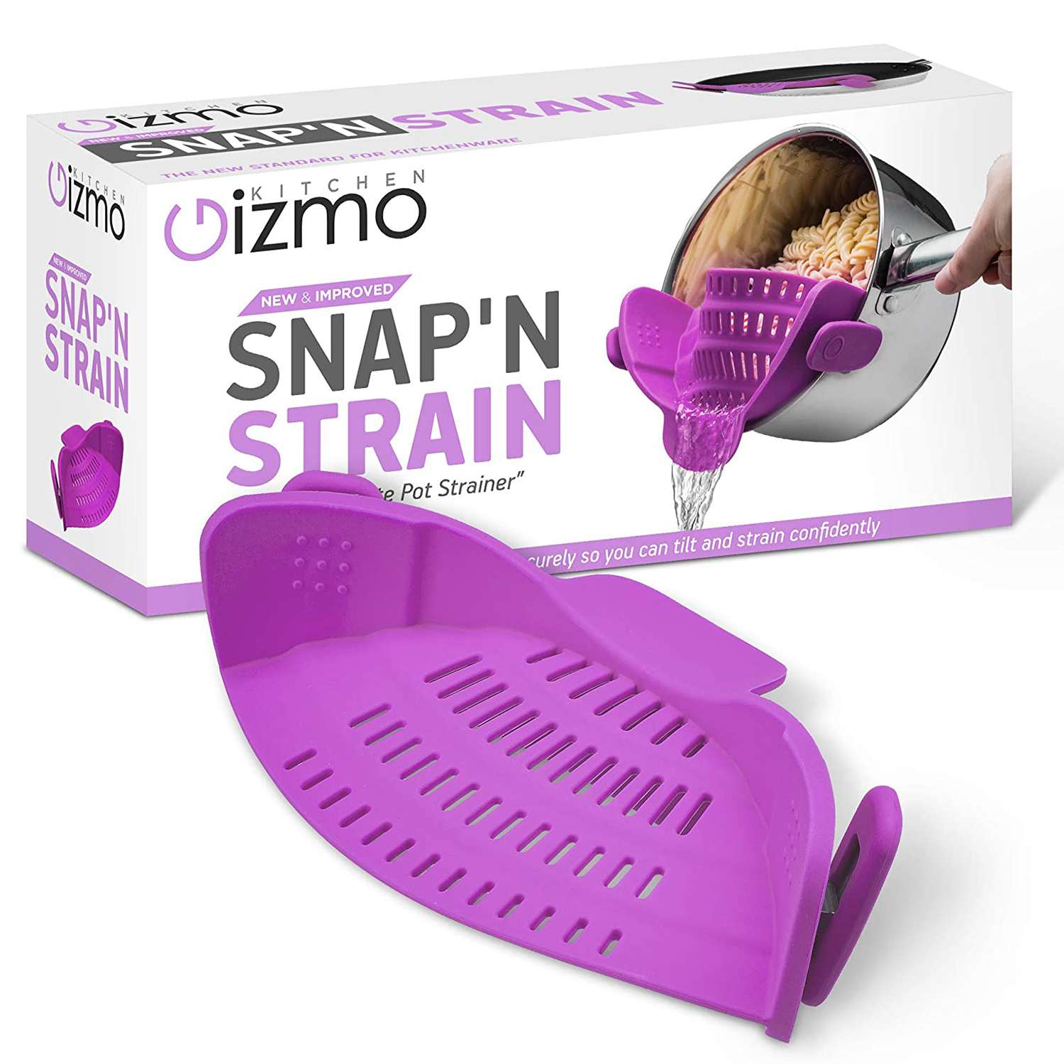 Kitchen Gizmo Snap N Strain | Purple Strainer with Clip-On Silicone Colander