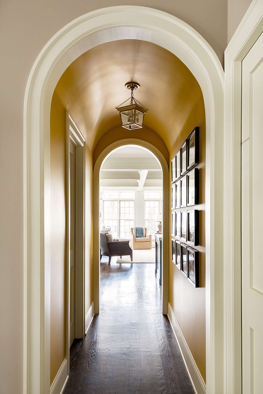 hallway with bold paint colors