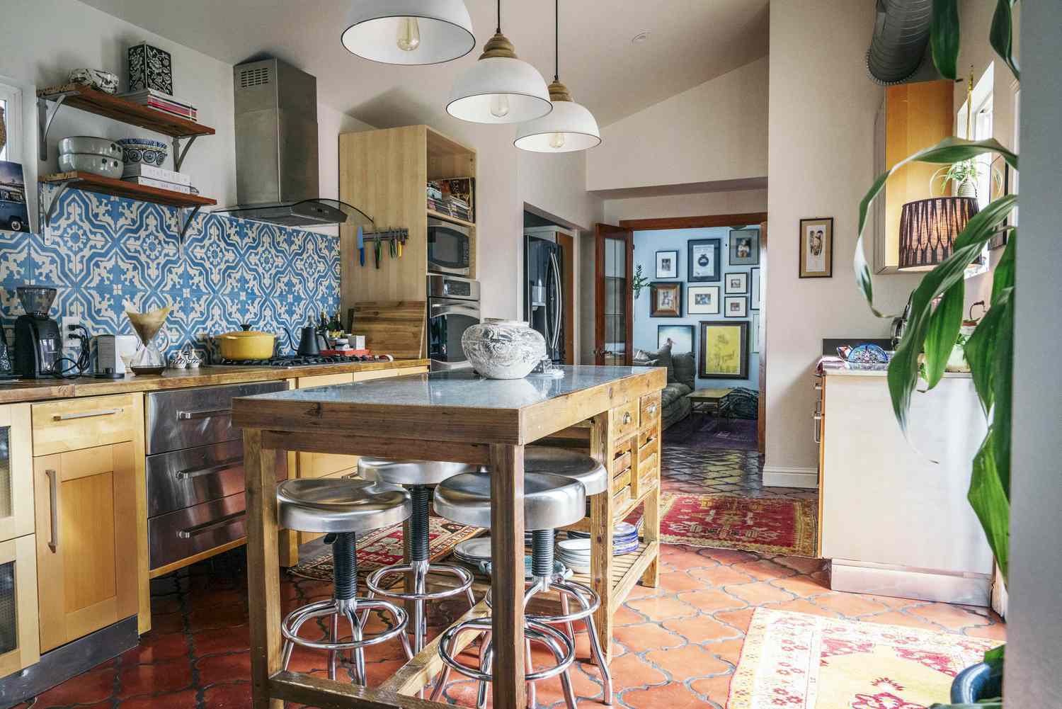 Interior of bohemian styled home kitchen