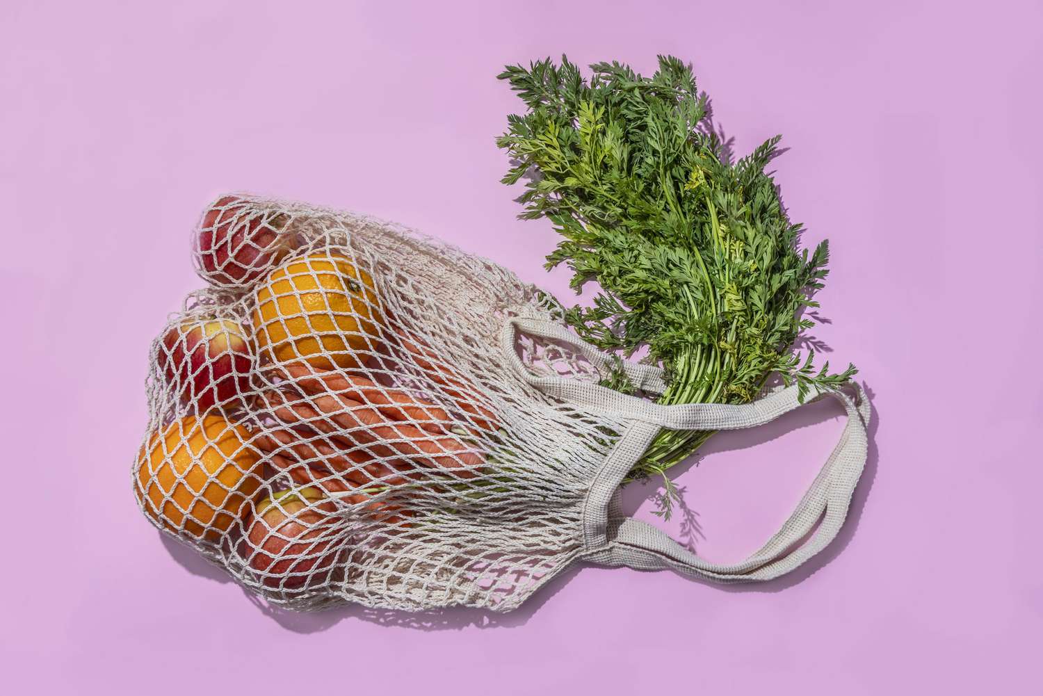 Reusable Cotton Mesh Bag With Fruit And Vegetables