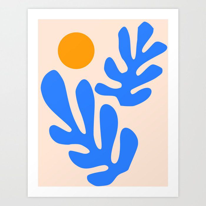 Photo of Henri Matisse - Leaves - Blue Art Print