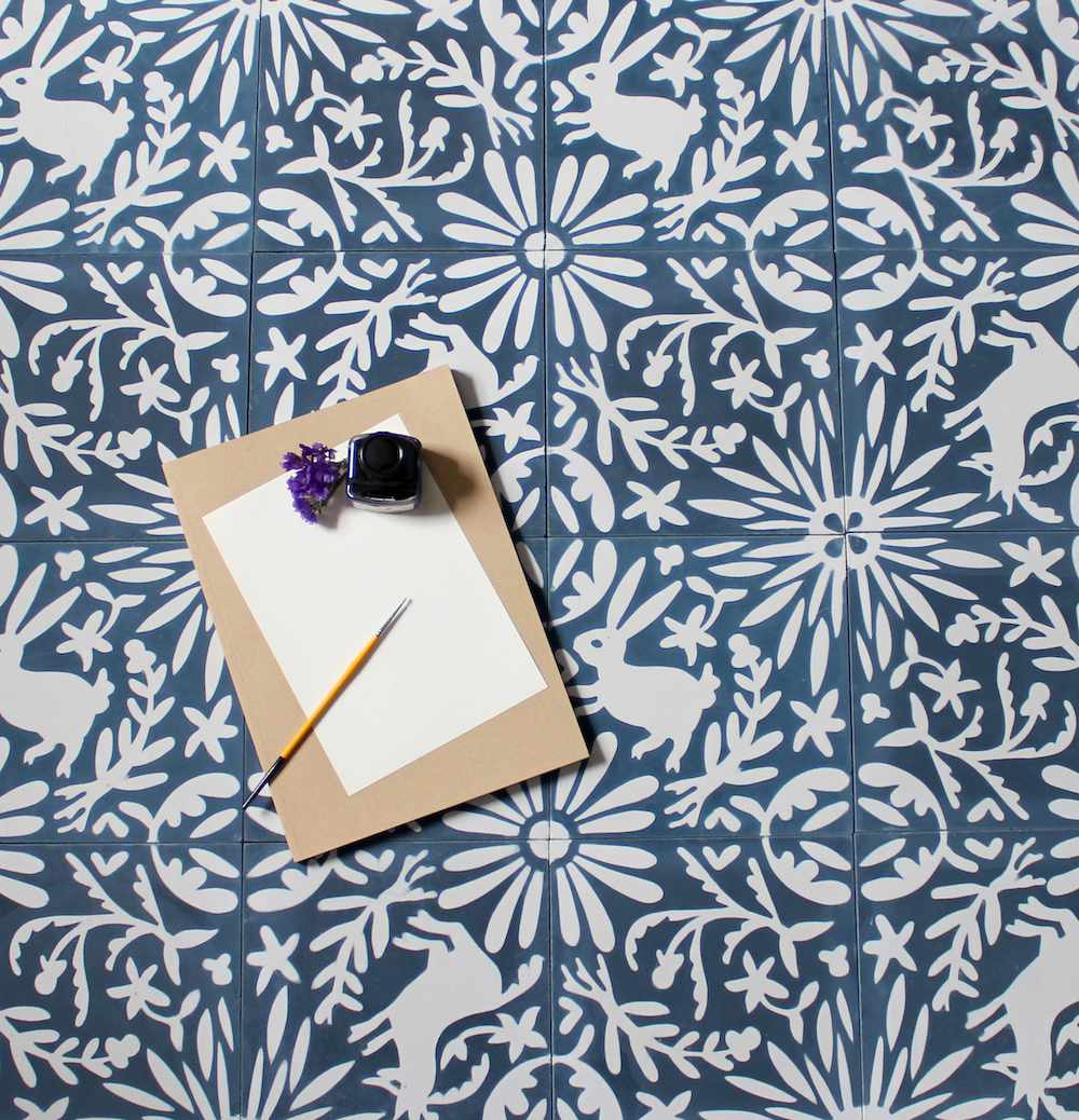 Blue and White Otomi Pattern Tiles