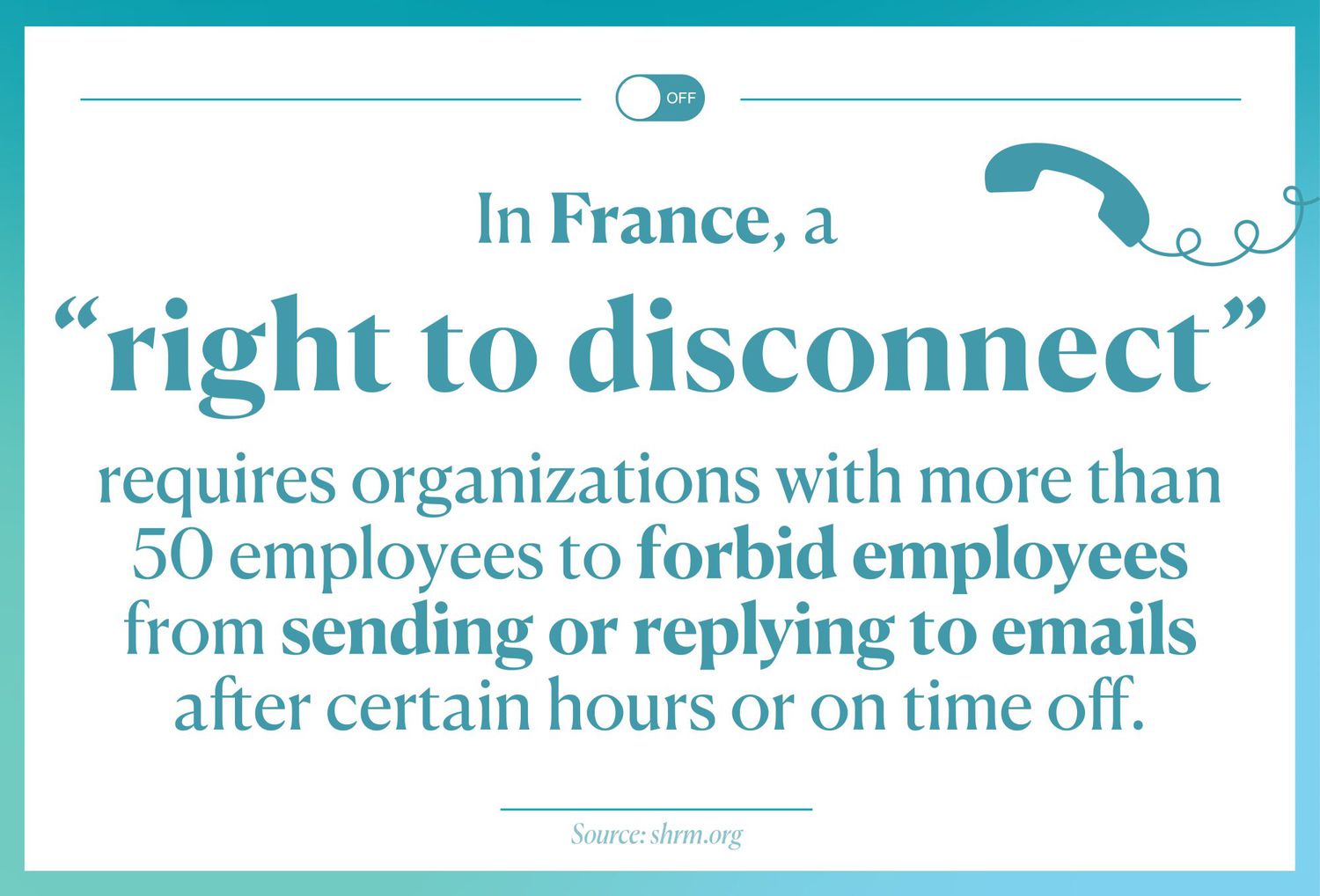 France right to disconnect from work. no emails after work hours