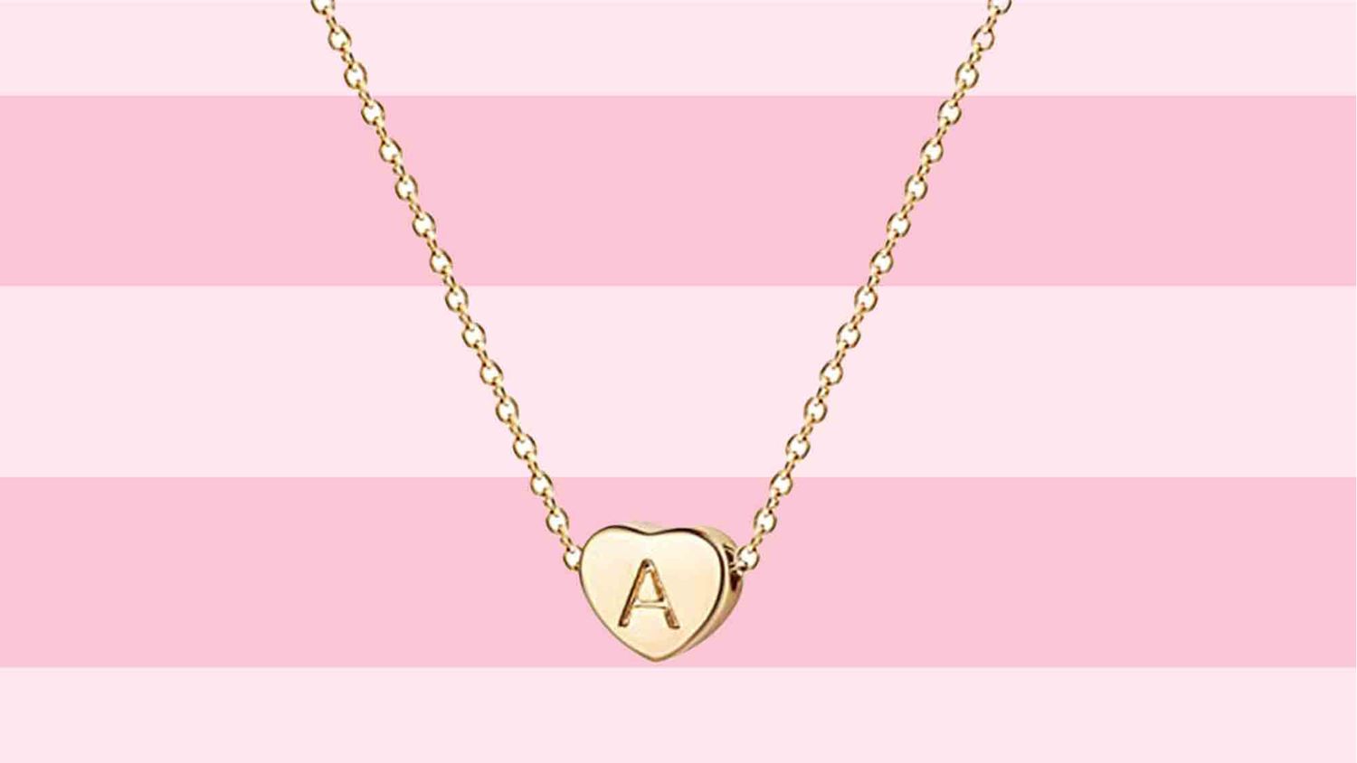 Fettero Tiny Gold Heart Initial Necklace