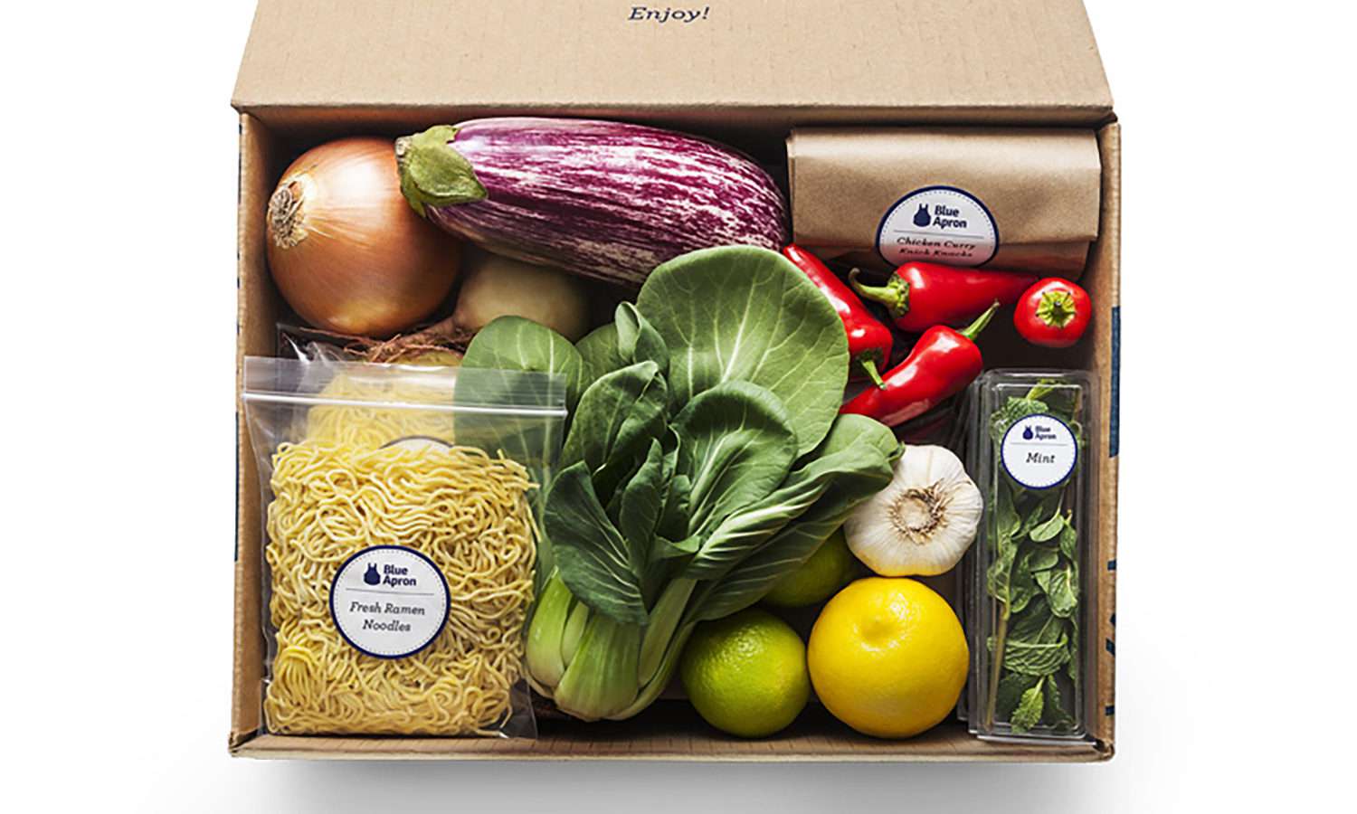 Blue Apron Meal Kit with vegetables and pasta