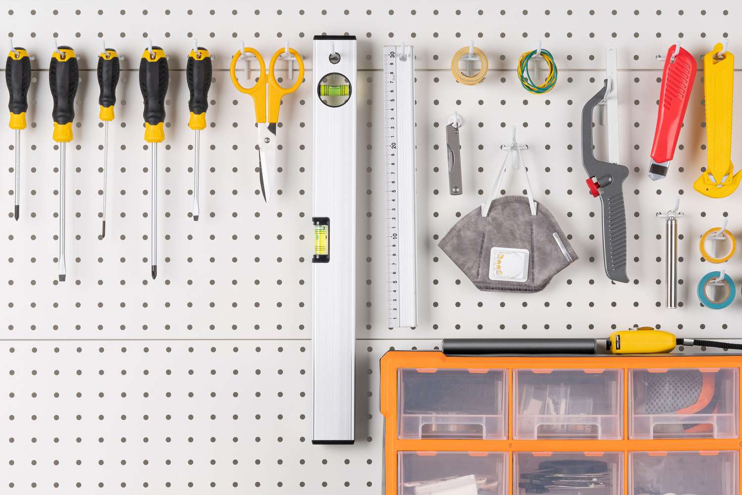Tool Organization Using a Pegboard and Drawers