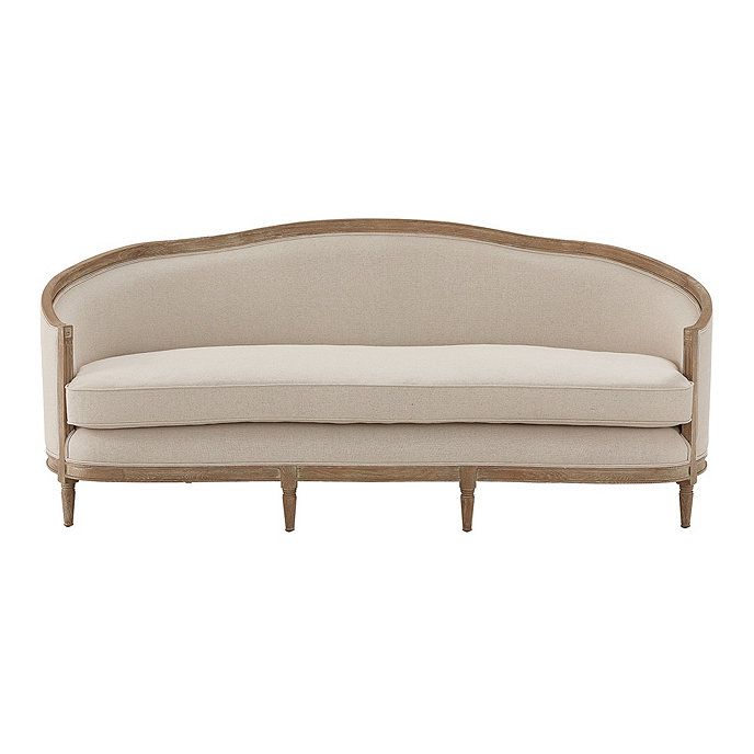 Beige Cabriole Sofa with Wooden Legs