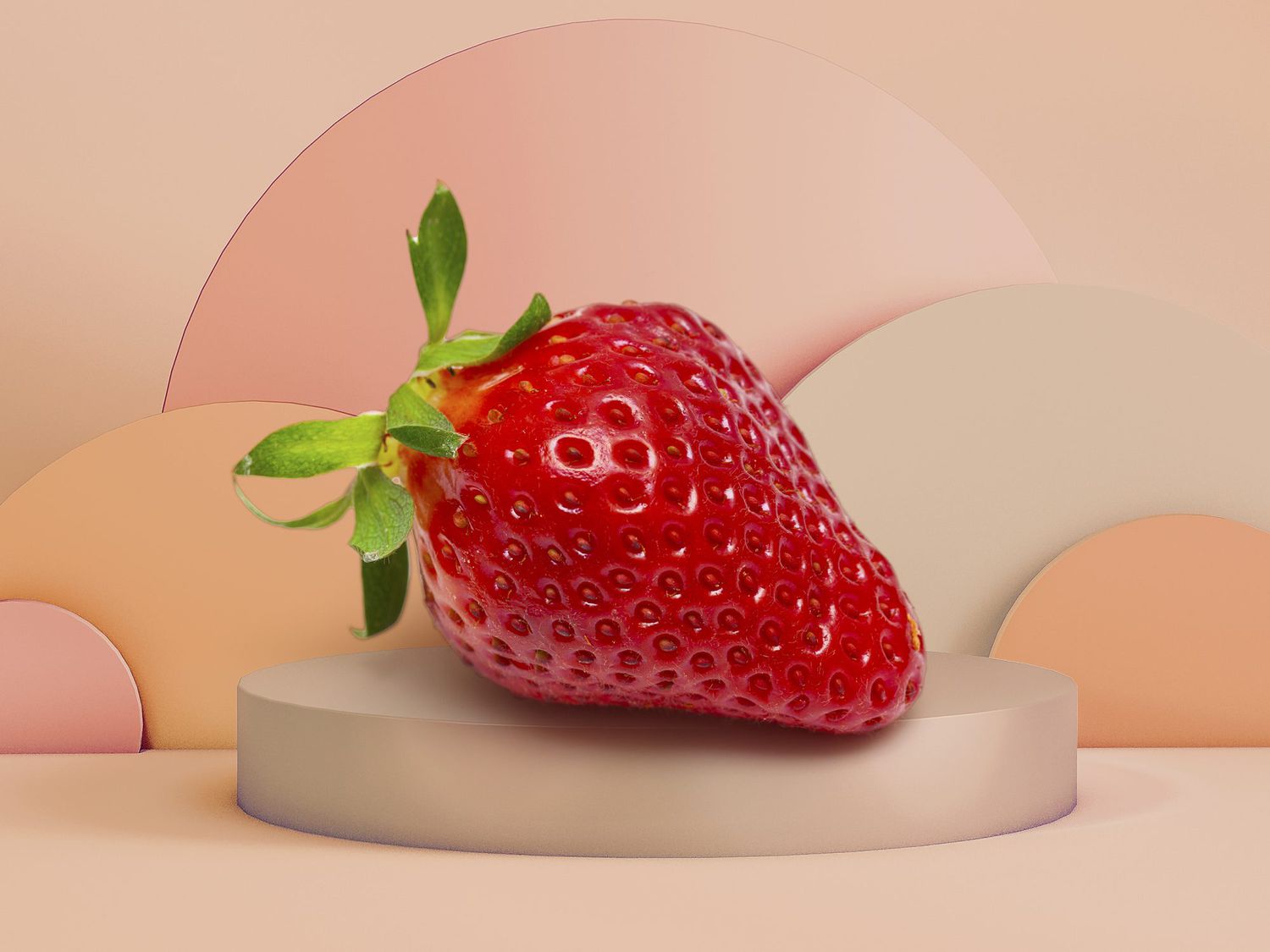fresh strawberry isolated on 3d pedestal