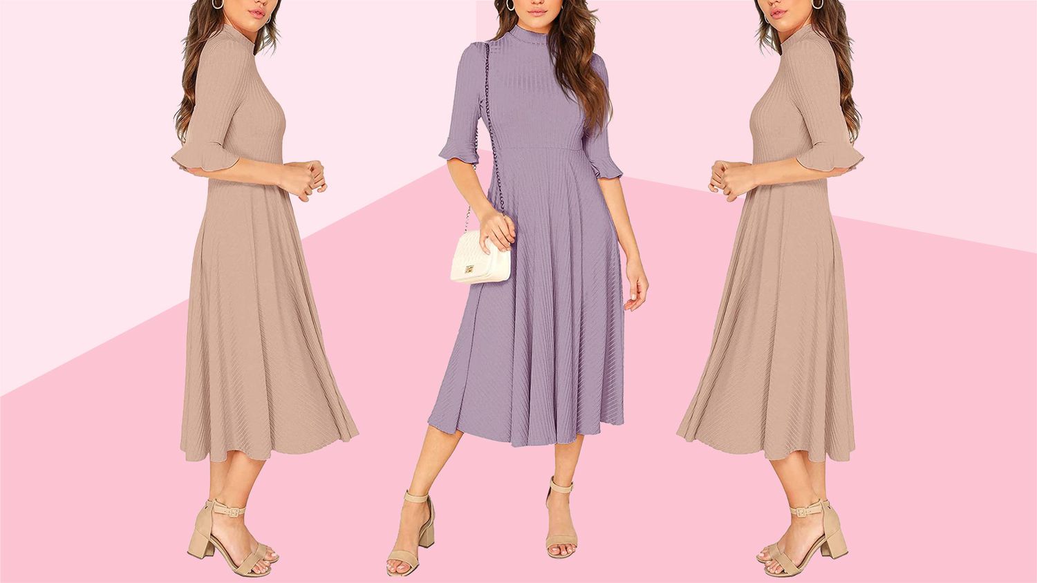 Verdusa ribbed knit fit and flare midi dress