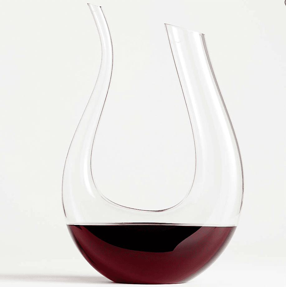 U-Shaped Wine Decanter With Red Wine