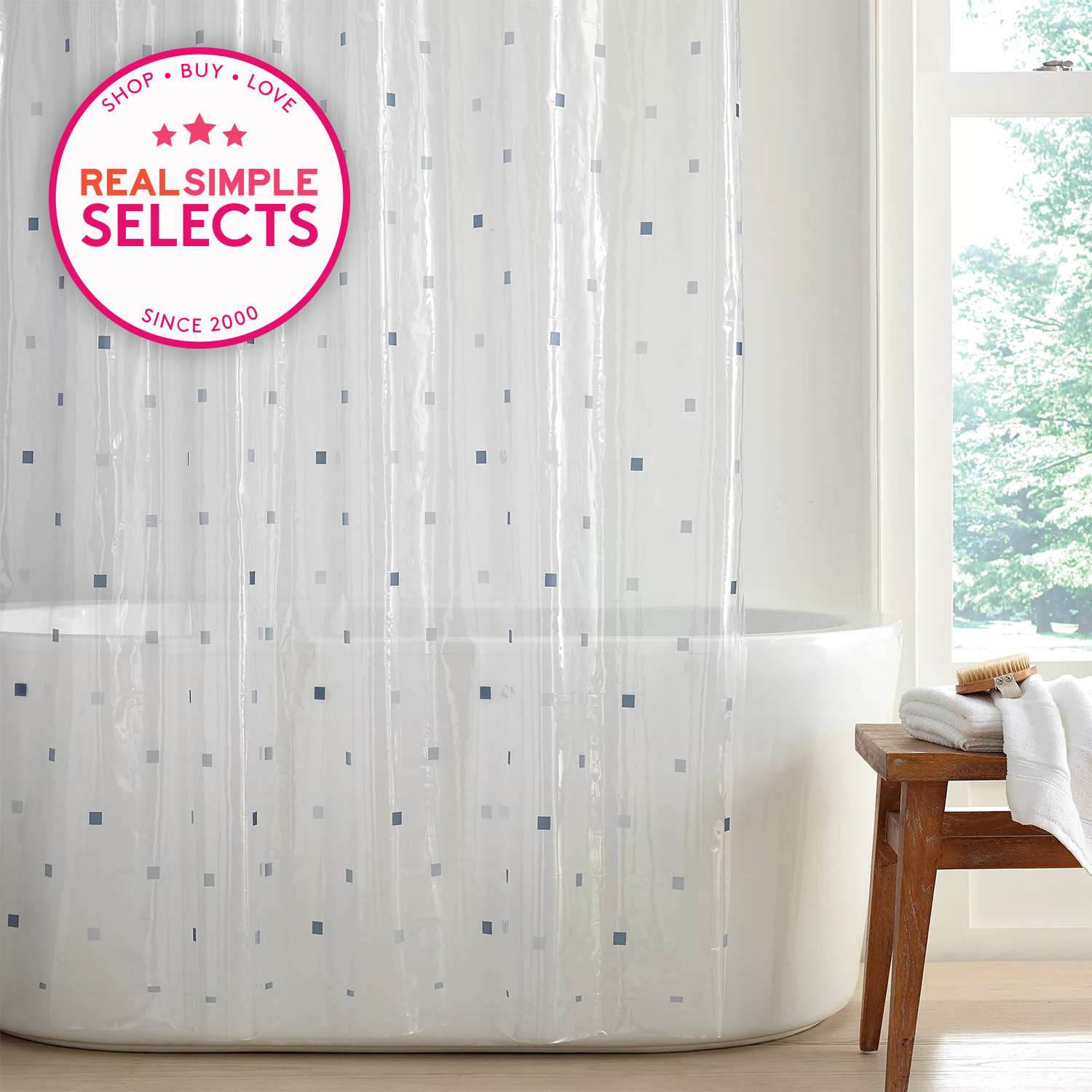 Simply Essential Square Dot PEVA Shower Curtain