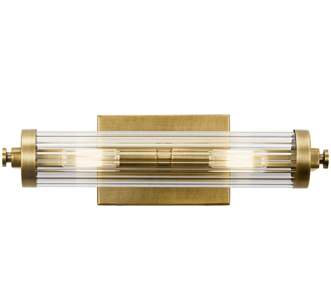 Fluted Glass and Brass Wall Sconce