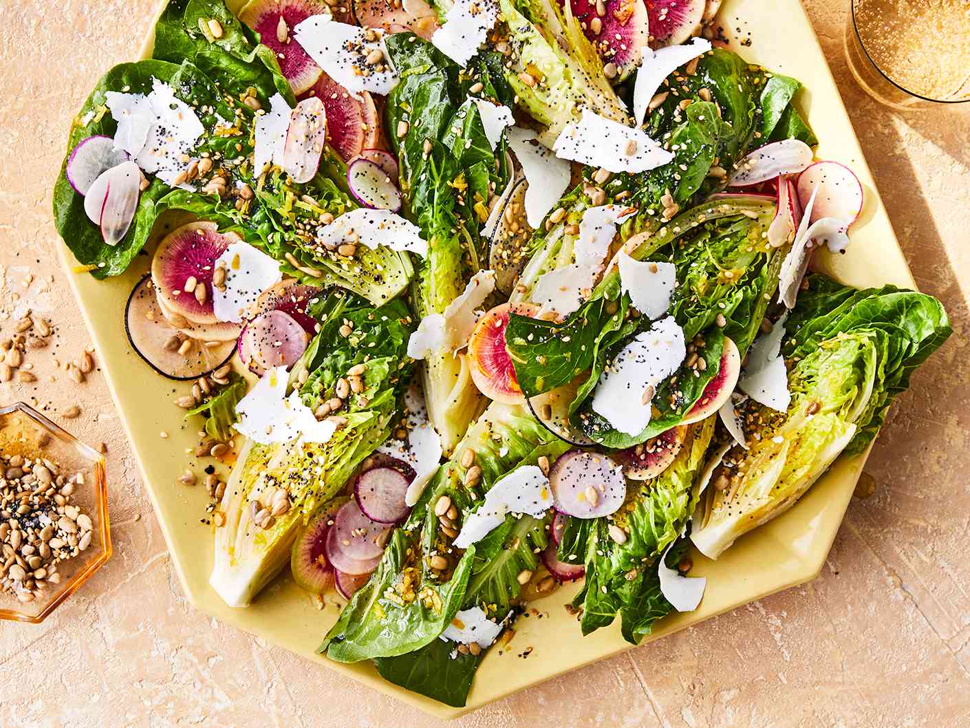 Little Gems and Radishes With Ricotta Salata and Seeds