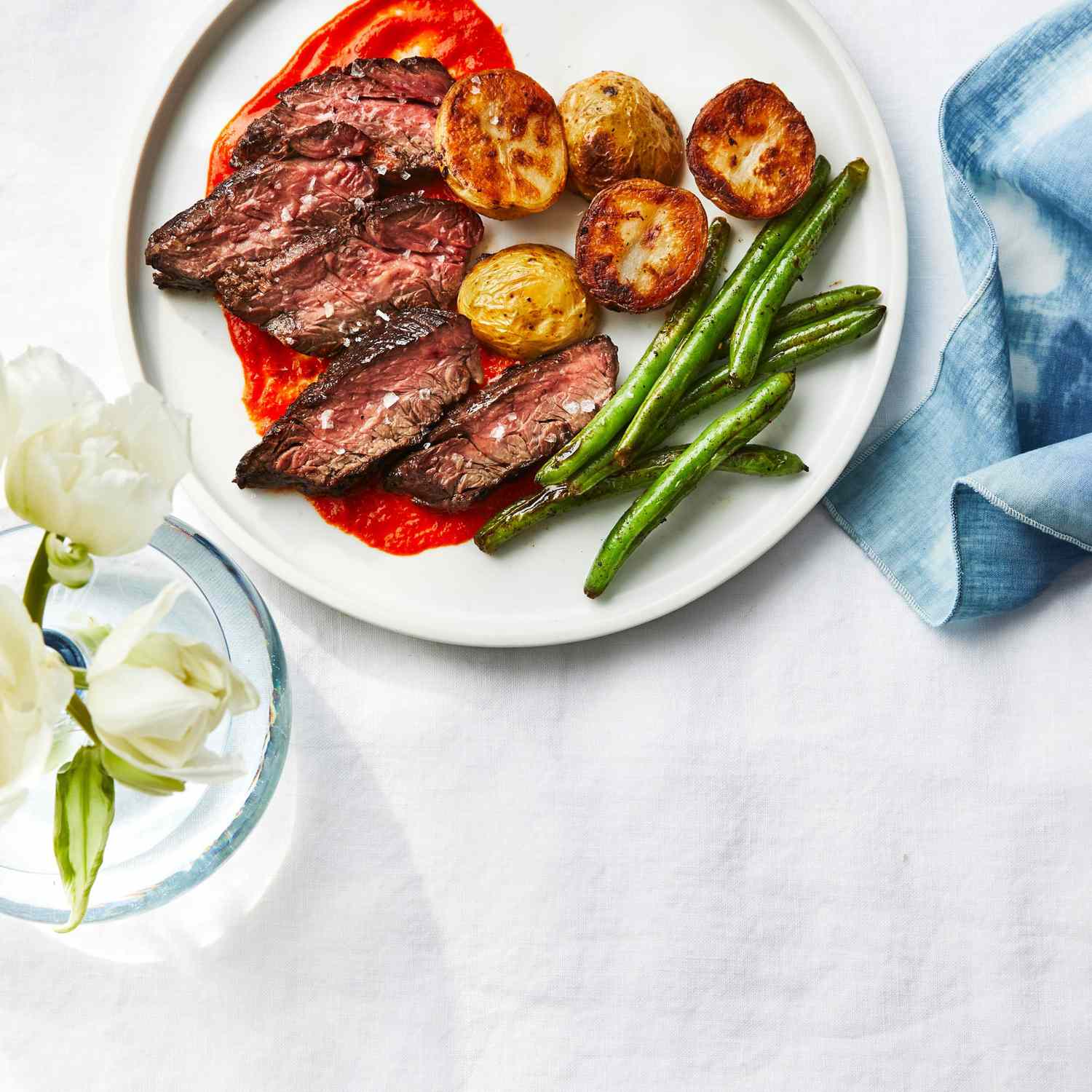 Hanger Steak with Roasted Red Pepper Sauce