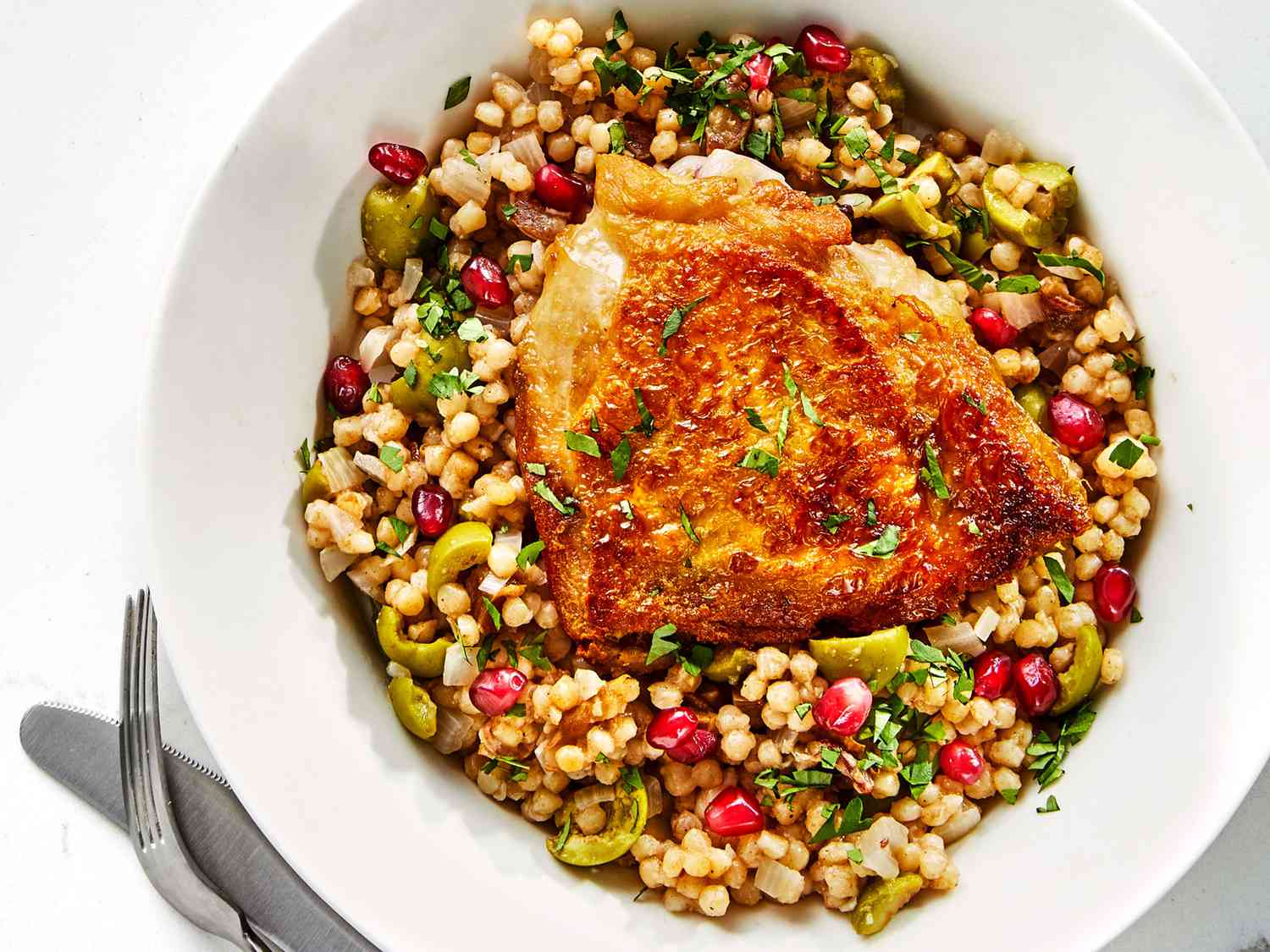 chicken thighs with couscous and Olives