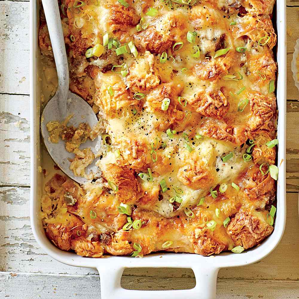 Cheesy Sausage-and-Croissant Casserole