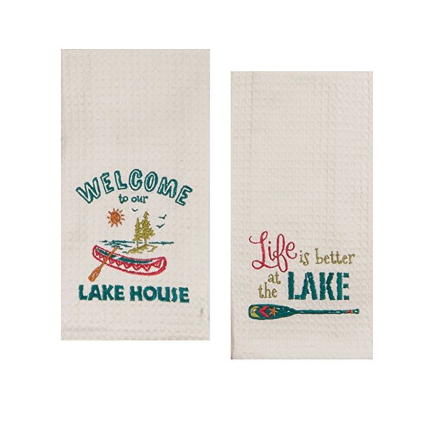 Lake House Embroidered Towels Set