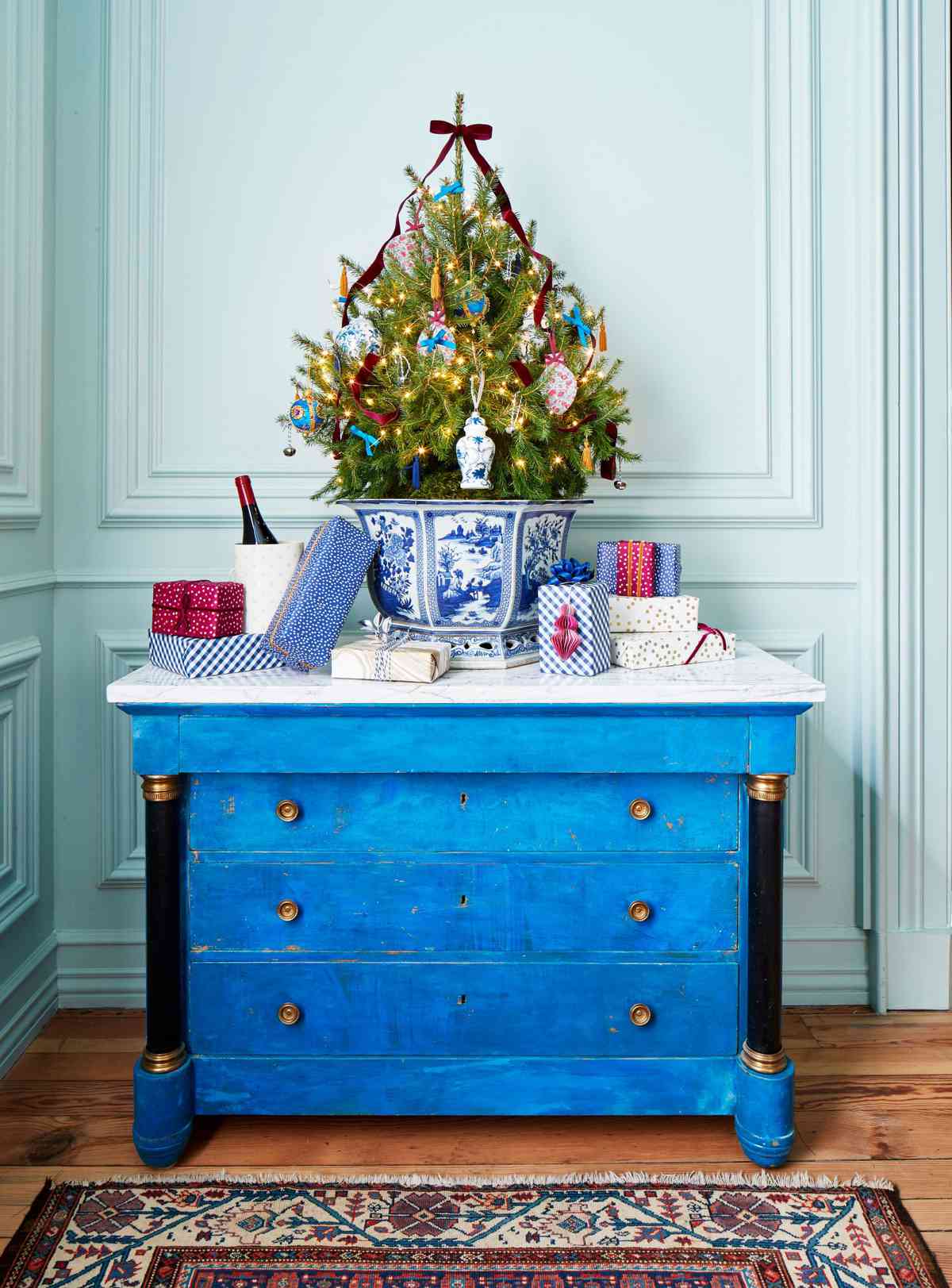 Blue Tabletop Christmas Tree