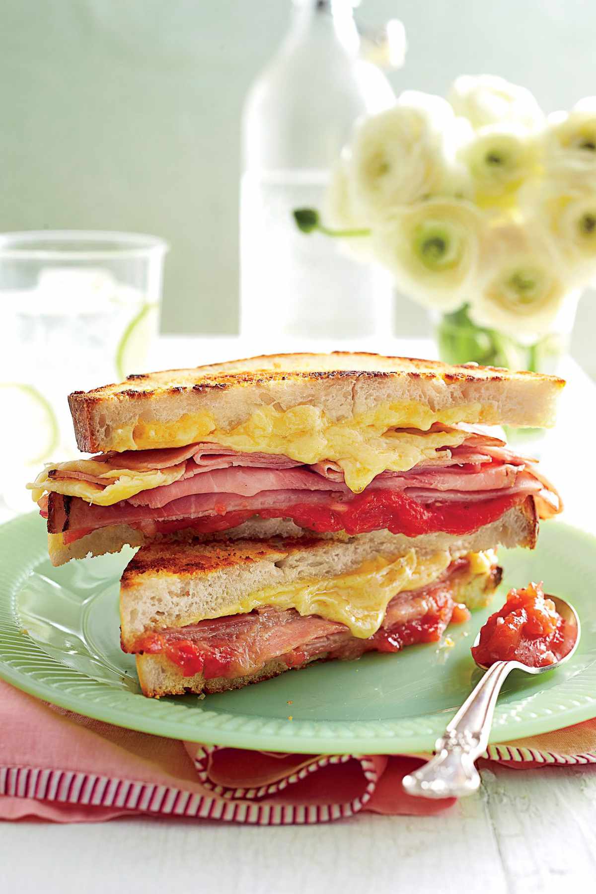 Grilled Ham-and-Cheese Sandwiches with Strawberry-Shallot Jam
