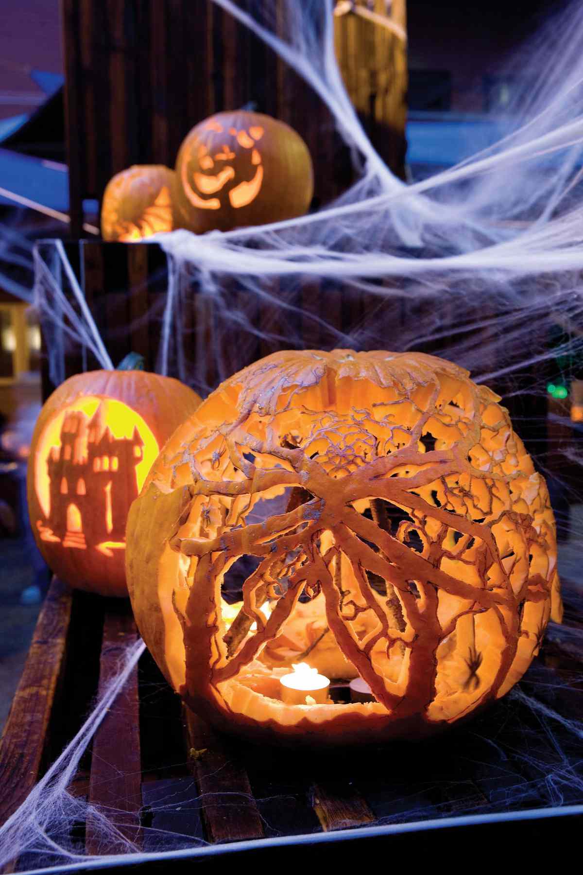 Spider Web Halloween Pumpkins