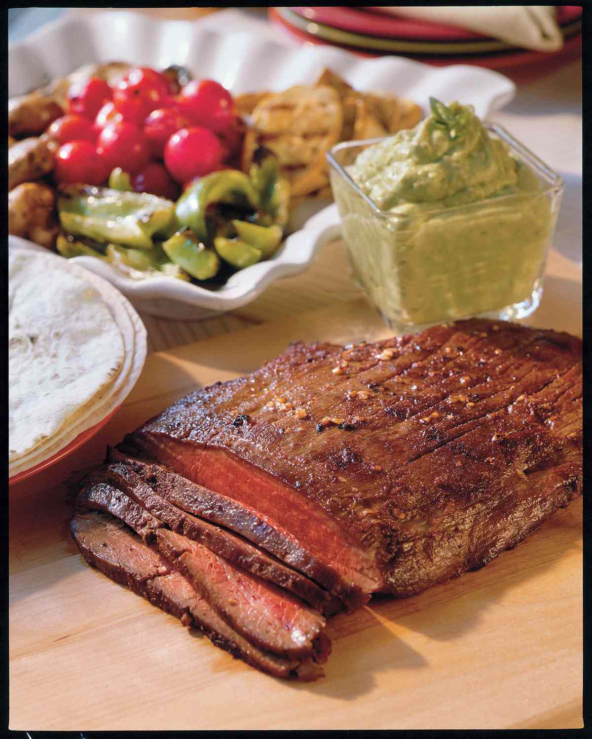 Grilled Flank Steak With Guacamole Sauce