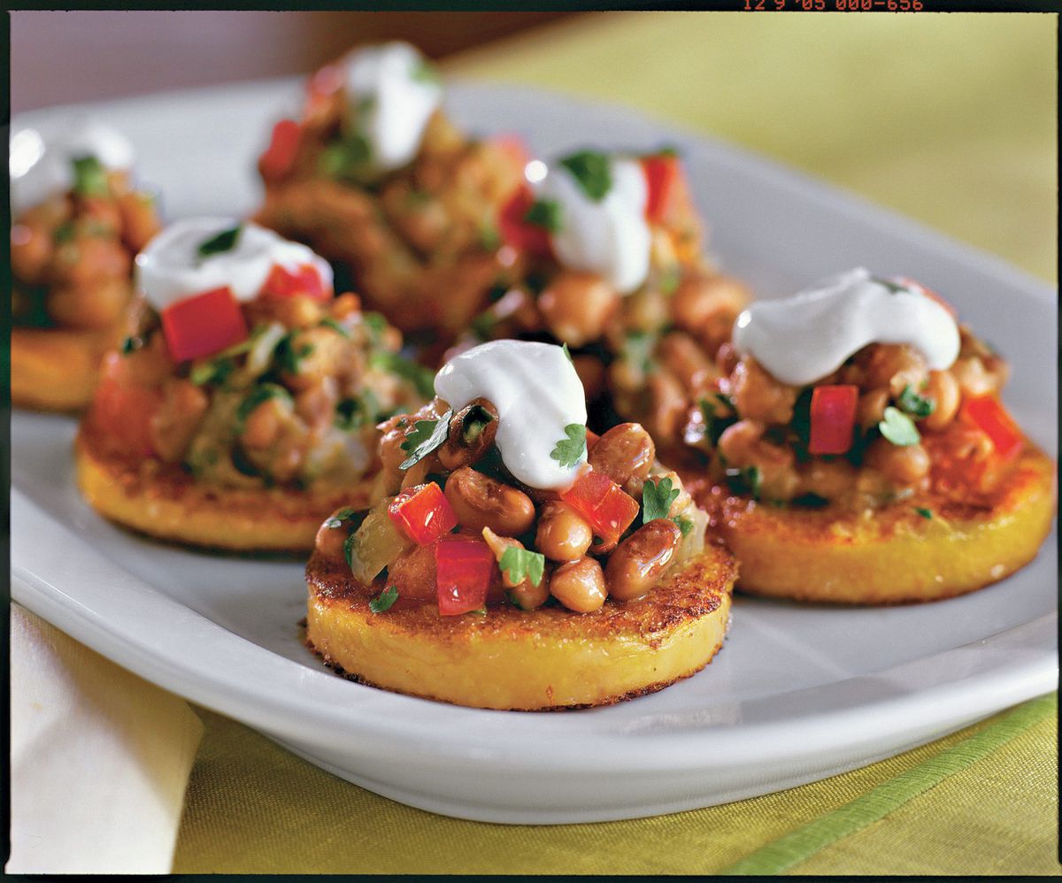 Polenta Rounds with Black-Eyed Pea Topping